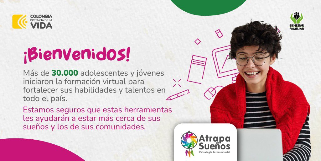 naya_gutierrezP's tweet photo. #ICBFTejeElCambio | En las 33 regionales del país, el @ICBFColombia entregará herramientas en módulos virtuales para el desarrollo de  habilidades y talentos a más de 30.000 adolescentes y jóvenes. Este camino inició cargado de aprendizajes significativos para sus vidas.❤️🇨🇴 https://t.co/r4qvMKlyJj
