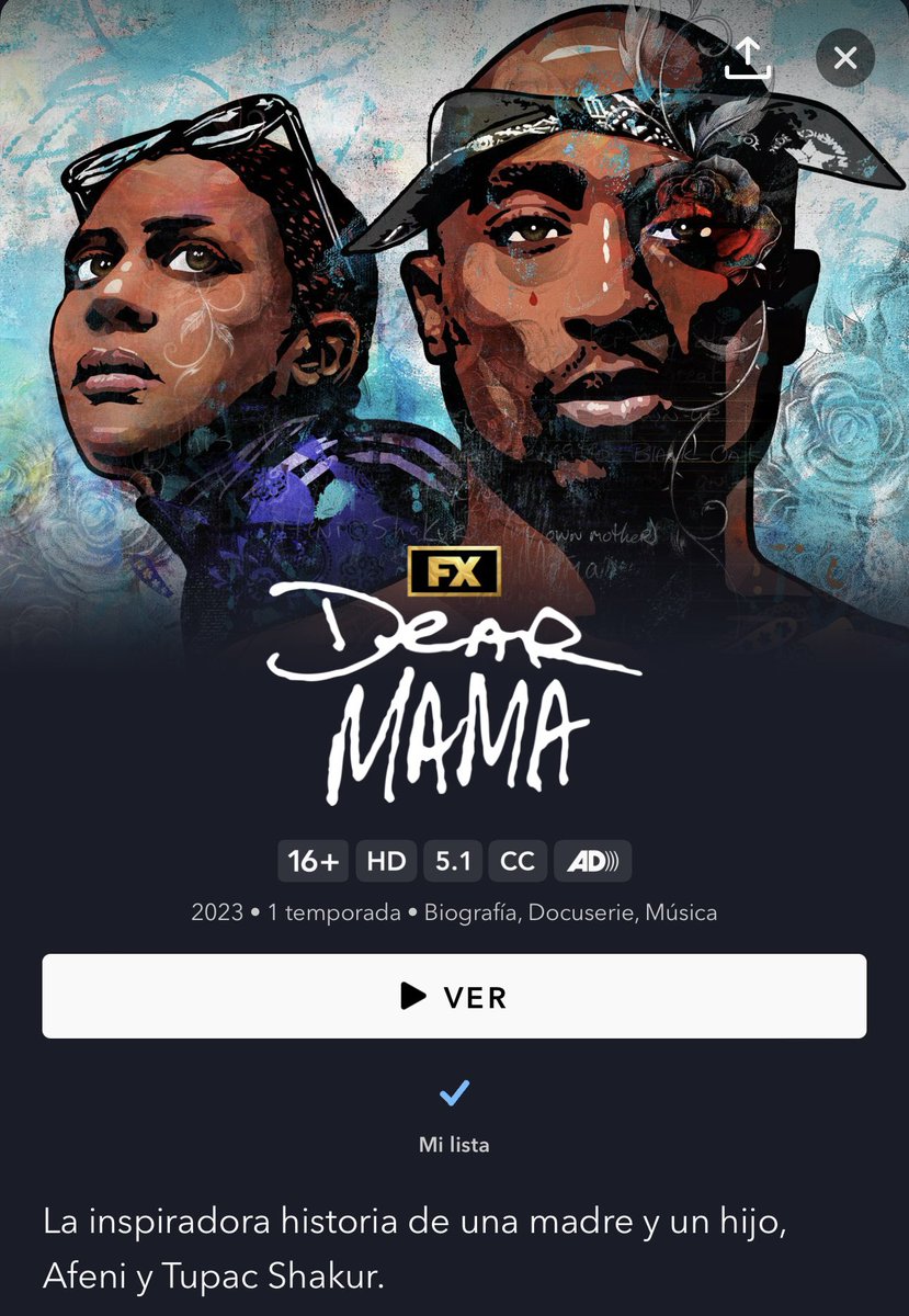 Dear Mama en @DisneyPlusES , ¡por fin! 🖤 @RaquelShakur
 #2Pac #Tupac #DearMamaFX