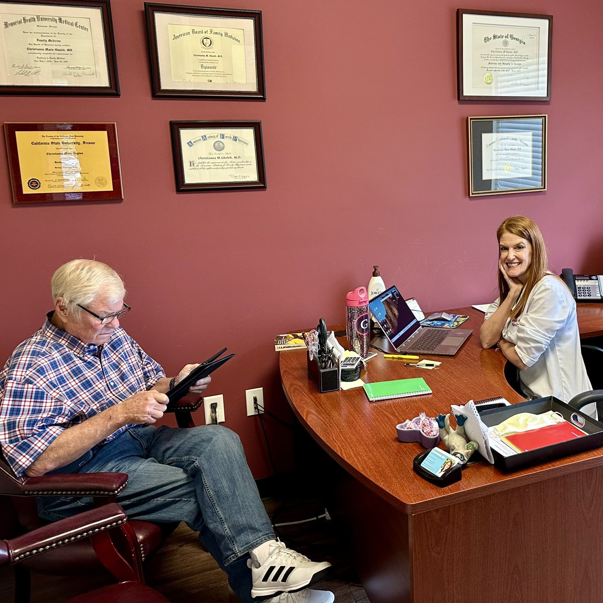 Dr. Ghaleb enjoying a morning at the office with her dad, Dr. Mike Dayton, for her birthday. #HappyBirthday Dr. G!