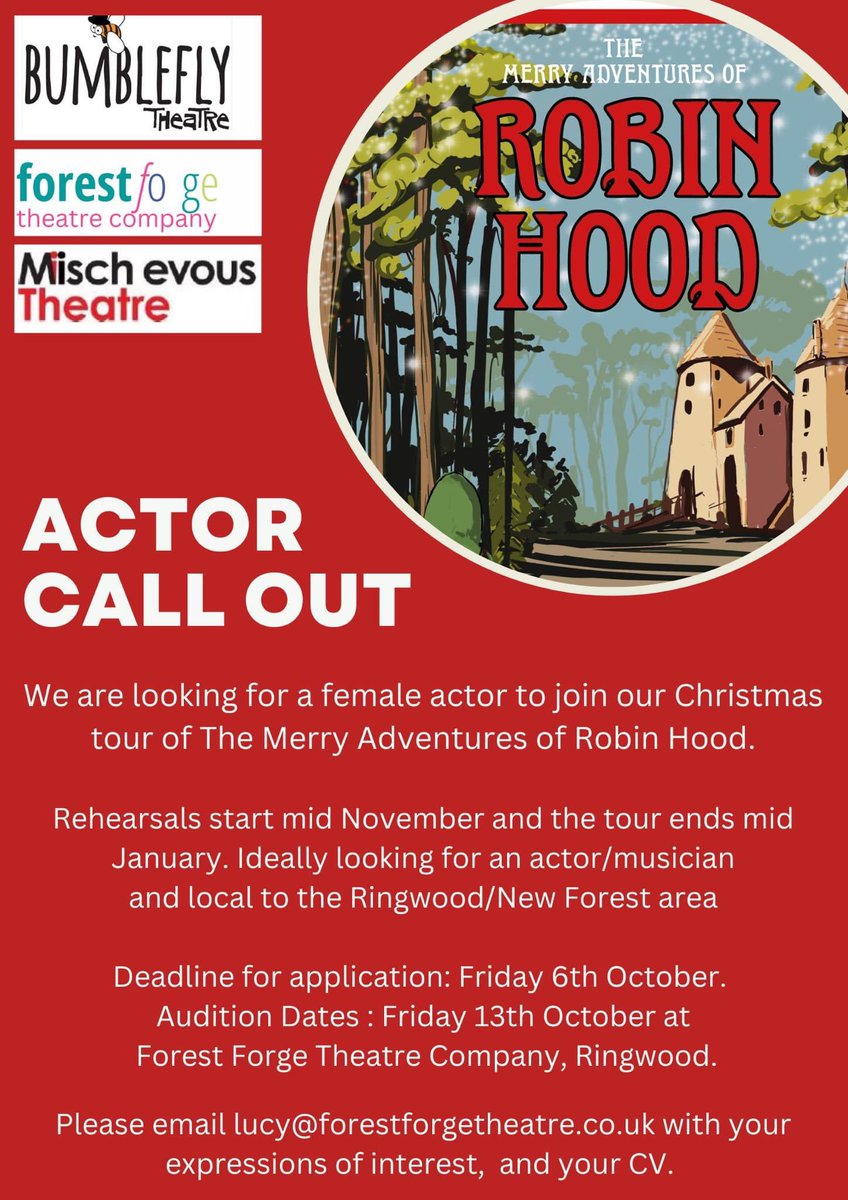 Just one more day to apply to come and join the wonderful Dom and Clive on tour this winter!

#ruraltouring #castingcall #actorcallout