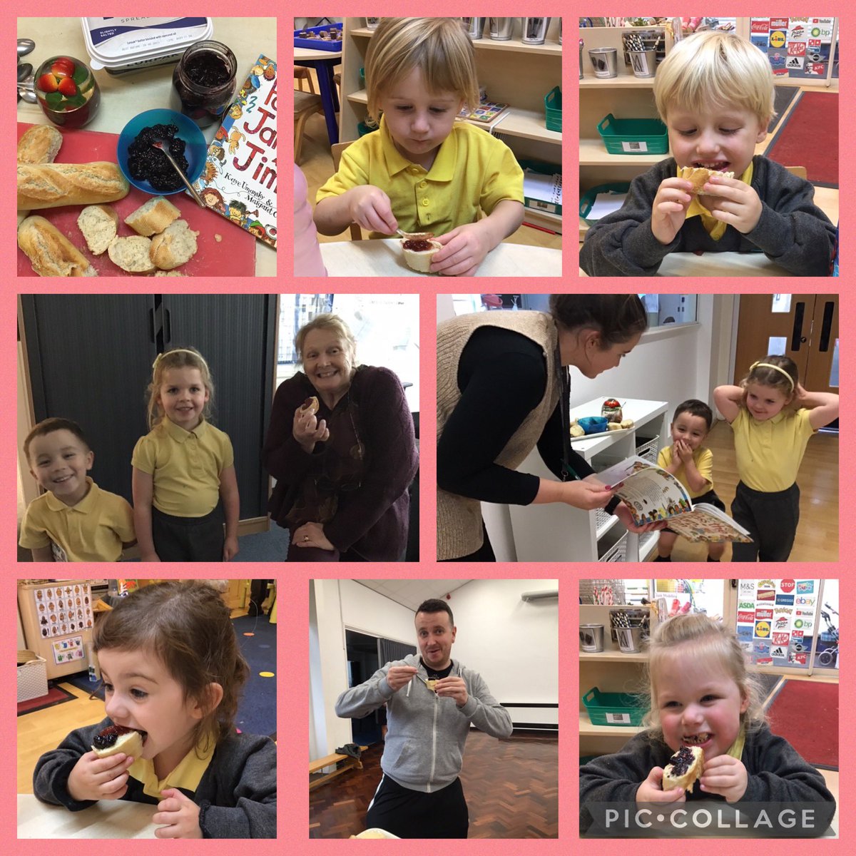 Happy #NationalPoetryDay2023! The children in Nursery enjoyed exploring the rhyming story ‘Pass the Jam Jim’ by @KayeUmansky. They also enjoyed tasting different jam’s on crusty bread for snack, which they then shared around school. #TSPEnglish #Nurture @PoetryDayUK 💫🌈💚