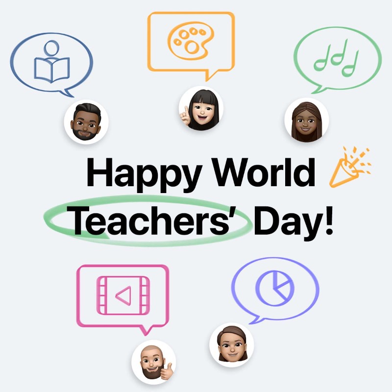 AppleEDU's tweet photo. Happy World Teachers’ Day! 🥳

Take time to reflect on your achievements and celebrate with fellow educators in the Apple Education Community. Click on this link and add a comment to complete this sentence: 

“My proudest teaching moments are when…”

👉https://t.co/S5P3jgZw6I
