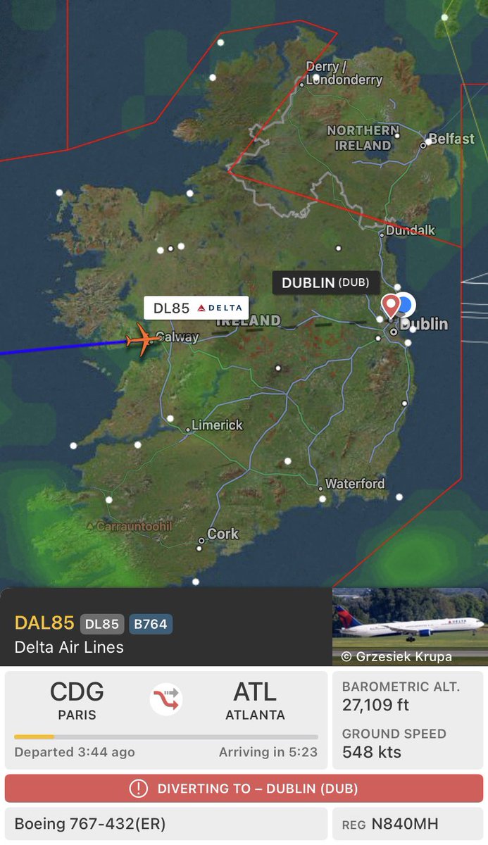 Shauns_Aviation's tweet photo. DAL85 is beginning decent into Dublin 

#aviation #mayday #emergency #DublinAirport #dl85 #dal85 #avgeek https://t.co/THBIRMn9N0