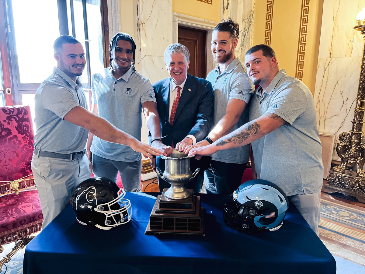 RhodyFootball's tweet image. It was an honor to visit with @GovDanMcKee at the Rhode Island State House earlier today. 

The countdown is ON for the 41st Governor’s Cup. 🏈🌊

#GoRhody