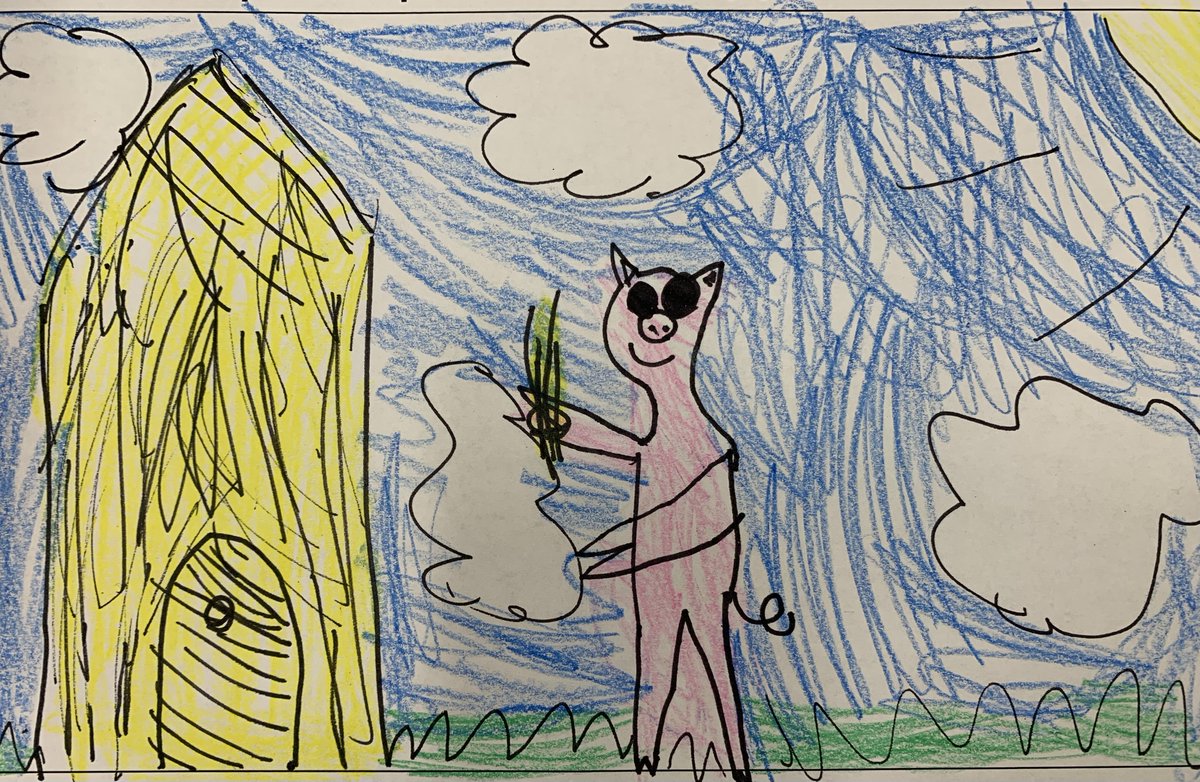 Today in Reading we drew pictures of what was happening in the story The 3 Little Pigs.  We answered the question, "What happened in this part of the story?"  <a href="/EphesusElem/">Ephesus Elementary</a> #fictionreadingquestions