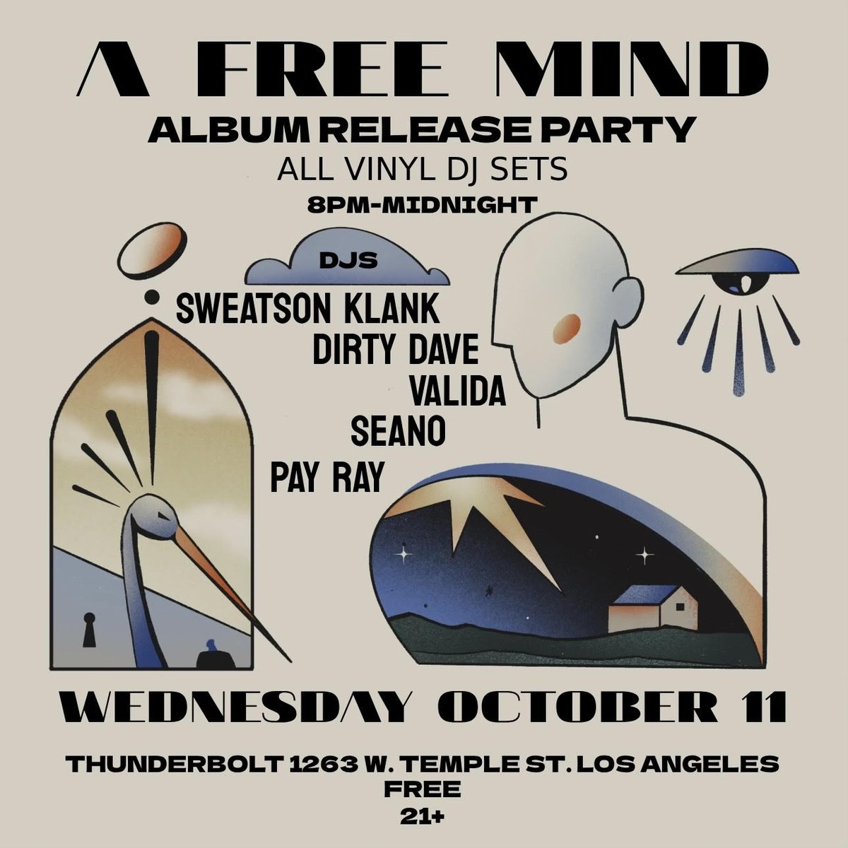 Make sure to check out <a href="/SWEATSONKLANK/">SWEATSON KLANK/TAKE</a>  'A Free Mind' Album Release Party w/ @djseano <a href="/PayRaymond/">PayRay</a> <a href="/Validaaa/">Valida</a> + Dirty Dave. Wed 10/11 8pm @ Thunderbolt 1263 W Temple St
