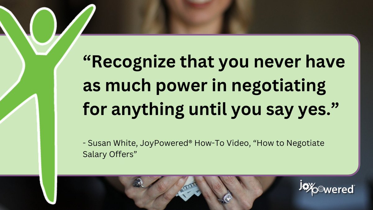 Negotiating salary offers can be difficult.

Get some tips in this JoyPowered® video: loom.ly/49i42Os

#JoyPowered #GetJoyPowered #SalaryNegotiation