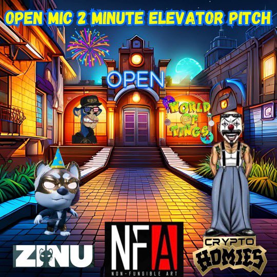 NFA_Inc's tweet image. NFA x ZINU 2 MINUTE ELEVATOR PITCH
🗓️10.11.23 @ 4pm PST

🌮Set your reminders for our upcoming space! Do you have what it takes?? LFGogh!!!

@ZinuToken @OG_Ape_Club @worldoftings @SidneyRichlin @NFA_Inc @CRYPTOHOMIES_ @vitaltoys 

Got 2 do it👇👇