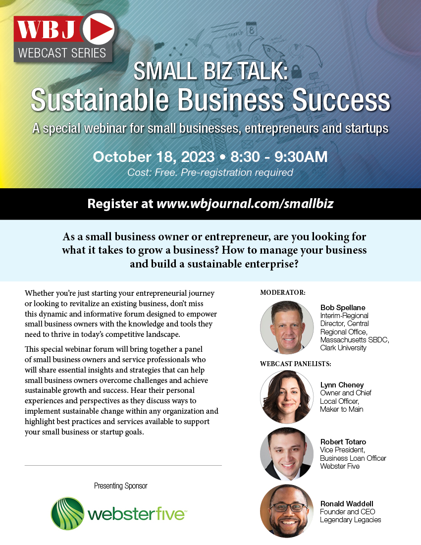 Worcester Business Journal (@wbjournal) on Twitter photo Please join the WBJ and presenting sponsor <a href="/WebsterFiveBank/">Webster Five</a> on October 18th for our annual small business webcast. Register: bit.ly/3tnAFaM. Please join the WBJ and presenting sponsor <a href="/WebsterFiveBank/">Webster Five</a> on October 18th for our annual small business webcast. Register: bit.ly/3tnAFaM.