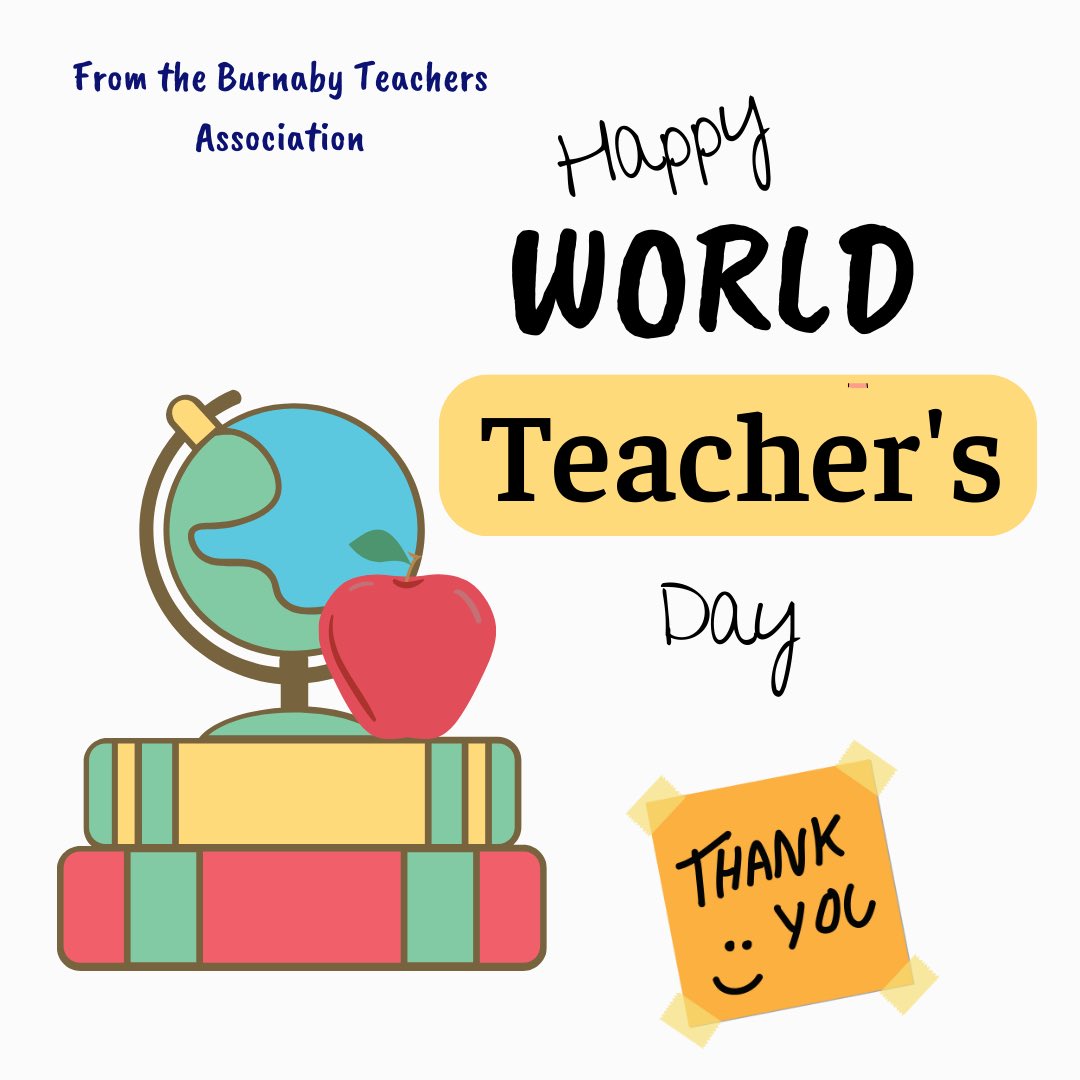 #happyworldteachersday <a href="/BurnabyTeachers/">BurnabyTeachers'Association</a> <a href="/bctf/">BC Teachers’ Federation</a> you make learning fun, inclusive and meaningful! We are beyond grateful for all that you do ⭐️