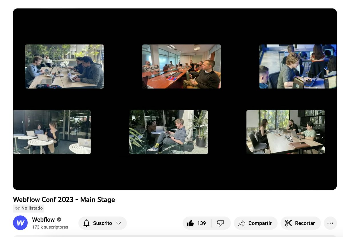 El equipo Buenos Aires <a href="/EdgarAllanCo/">Edgar Allan</a> dijo presente en la keynote <a href="/webflowconf/">Webflow Conf</a>: <a href="/pablogday/">Pablo González Day</a>, <a href="/KevinArleo/">Kevin Arleo</a>, <a href="/ohmaybe/">Mayra Zak</a>, <a href="/JackRedley1/">Jack Redley</a>, <a href="/LuchoMarinoATR/">Lucho Marino</a>, Rocio, Victor y <a href="/florencia/">florencia</a> 💙