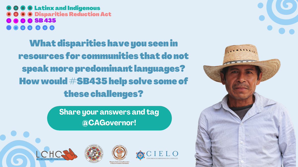 MICOP805's tweet photo. What disparities have you seen in resources for communities that do not speak more predominant languages? How would #SB435 help solve some of these challenges?
#Data4HealthEquity
#IndigenousCounts
#LatinxCounts https://t.co/OX5RRCl98Z