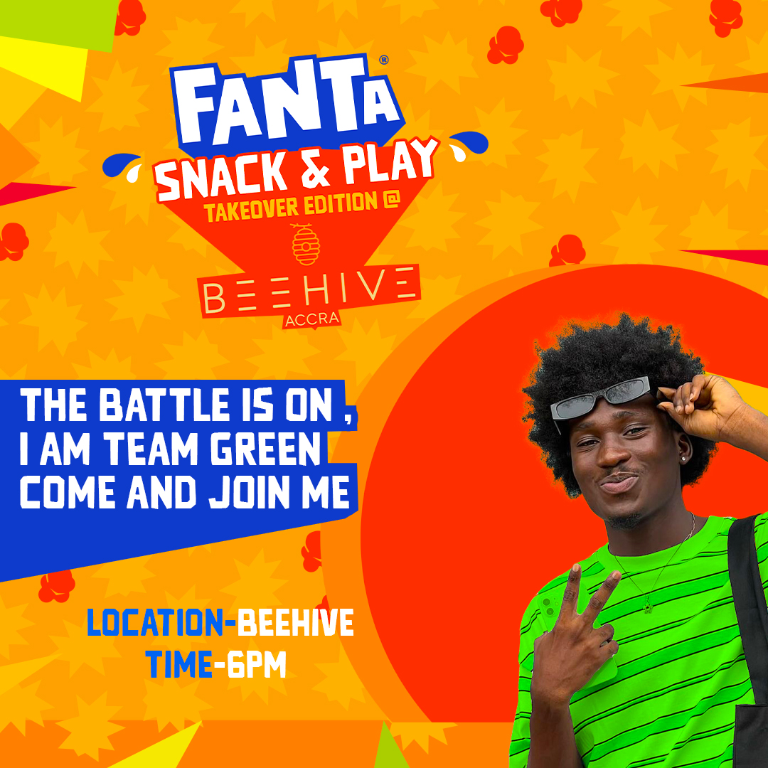 FantaGhana's tweet photo. Hey Team @trickmang, let's bring the elegance and style to the forefront! 💚

Get ready for an incredible night at Beehive tomorrow. The vibes will be off the charts! 🙌

#FantaYummySnacking #SnackAndPlay https://t.co/5r9cyrAhZY
