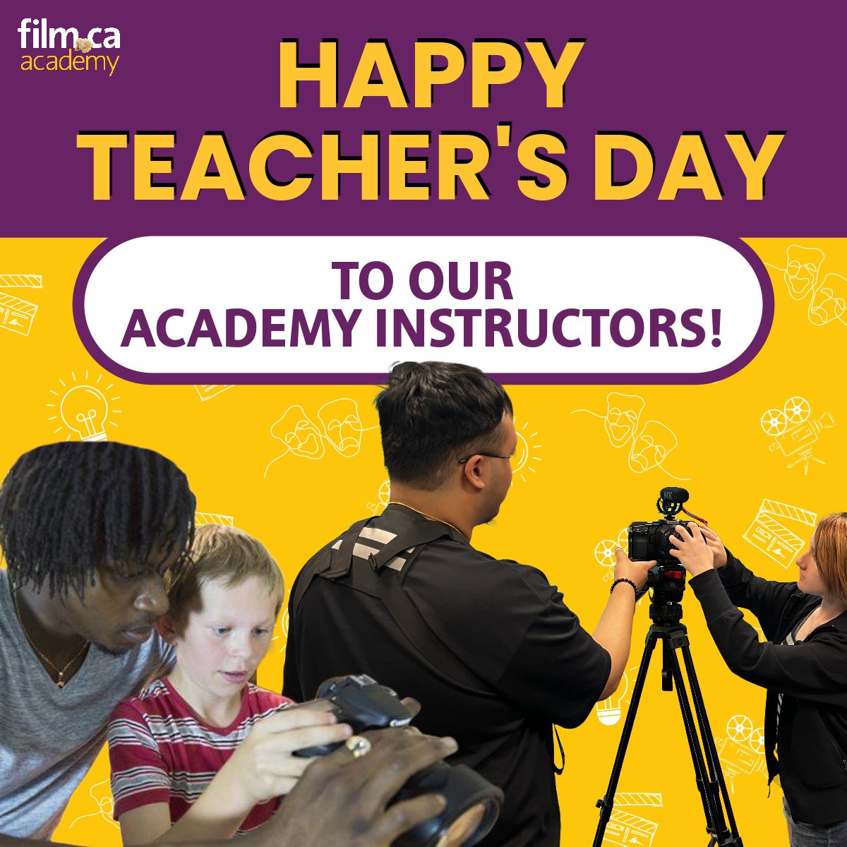 FilmCaAcademy's tweet photo. Today is #WorldTeachersDay so we’d like to appreciate our instructors at https://t.co/p6LnR5pAvt Academy! 👨🏼‍🏫

Thank you for all your dedication to your students and your passion for film! 🎬💜

Meet our growing team at https://t.co/GixGK4cGK4 👋
#FilmCaAcademy #TeachersDay https://t.co/f8qENuJ2j6