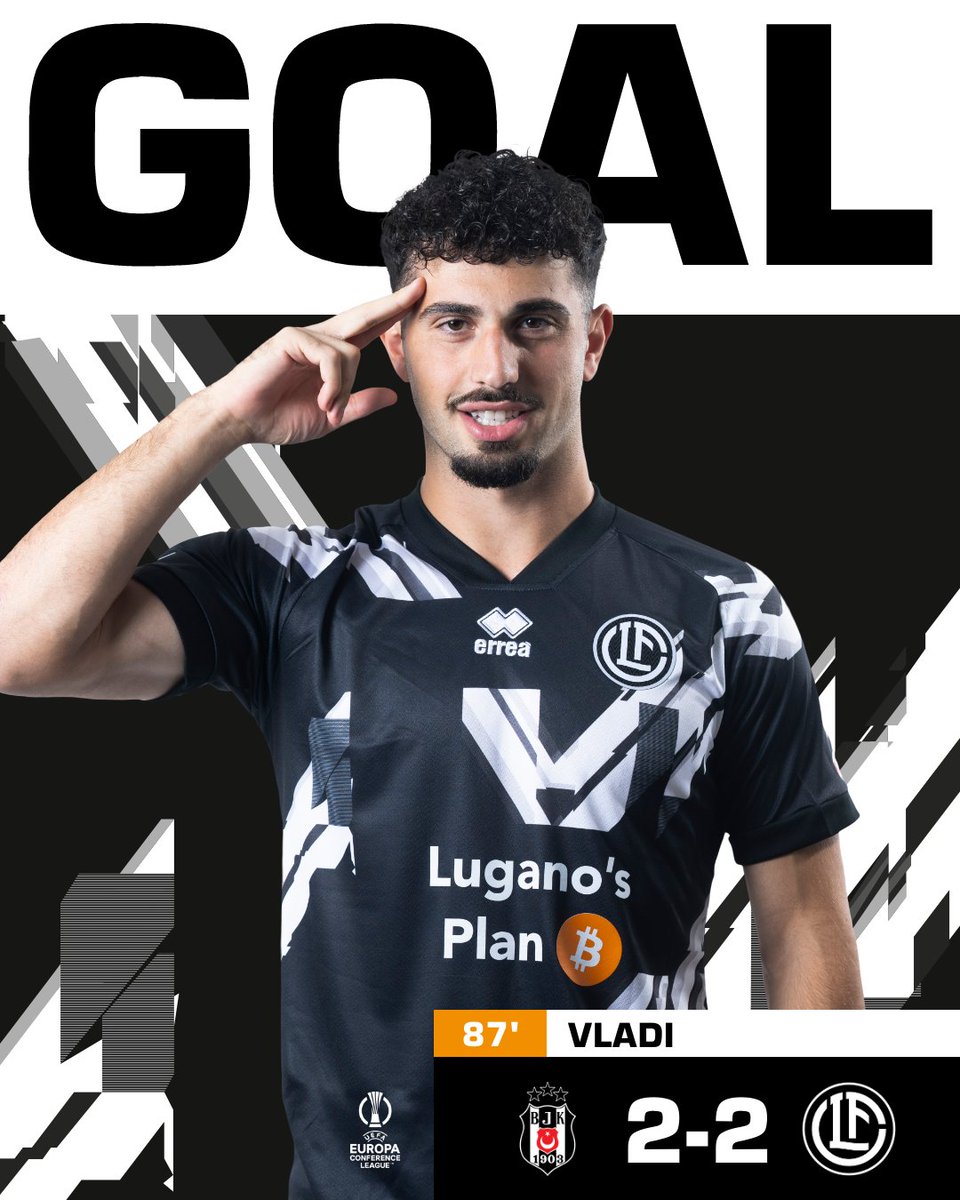 FCLugano1908's tweet photo. ⏱️ 87’ – GOAAAAAAALLLL LUGANO! Vladi la pareggia! 2-2 a Istanbul! ⚽

#fclugano #lugano #FCL #UECL #ConferenceLeague #BESLUG #BesiktasLugano https://t.co/OTlFqtOa2v