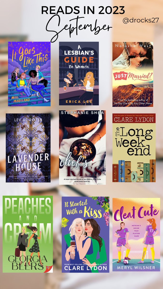 My September reads.  Life has been busy so I am happy with this number.  #readsin2023 #sapphicreads #sapphicbooks #lesfic #queerbooks #lgbtbooks #ffromance #lgbtqbooks #lesbianromance #lesbianbooks #lgbtqreads #lesbianreaders #sapphic #lesbianfiction