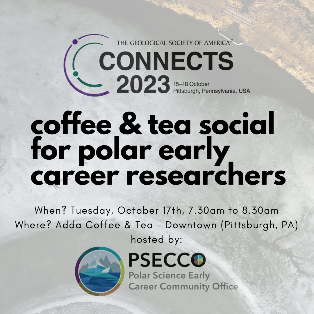 Headed to GSA? Connect with other Arctic and Antarctic researchers over a beverage or snack from Adda Coffee & Tea on Tuesday morning at 7.30am! We'll be there for an hour, but folks are welcome to stay and connect as long as they’d like. Hope to see you there!