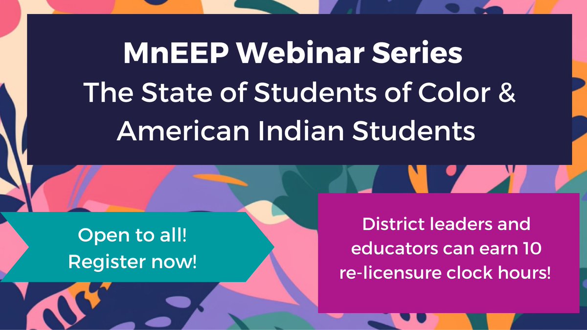 MNEEPRaceEquity's tweet photo. This is a critical opportunity for E-12 district leaders and educators to gain effective tools for fostering educational environments that enhance outcomes for People of Color and Indigenous (POCI) students. And you can earn 10 re-licensure credits! https://t.co/erZgzkovrV https://t.co/ElYiKqGxE5