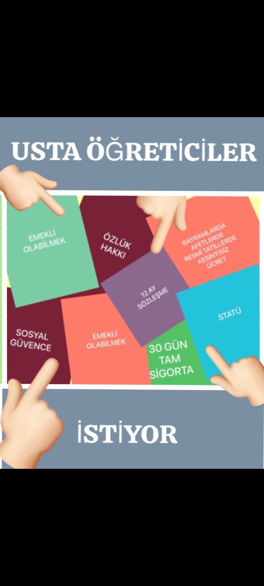 Durmayacağız, Susmayacağız.. Statü bizim hakkımız... #ustaöğreticiyeses <a href="/RTErdogan/">Recep Tayyip Erdoğan</a> <a href="/dbdevletbahceli/">Devlet Bahçeli</a> <a href="/mansuryavas06/">Mansur Yavaş</a> <a href="/kilicdarogluk/">Kemal Kılıçdaroğlu</a> <a href="/meral_aksener/">Meral Akşener</a> <a href="/ekrem_imamoglu/">Ekrem İmamoğlu</a> <a href="/barisatay/">Barış Atay</a> <a href="/ErbakanFatih/">Dr. Fatih Erbakan</a> <a href="/DpGultekinUysal/">Gültekin Uysal</a> <a href="/T_Karamollaoglu/">Temel Karamollaoğlu</a>  <a href="/vekilince/">Muharrem İNCE</a> <a href="/Yusuf__Tekin/">Yusuf Tekin</a> <a href="/Mustafa_Destici/">Mustafa Destici</a> <a href="/ipekozkal/">Prof.Dr. İpek Özkal</a> <a href="/tcmeb/">Millî Eğitim Bakanlığı</a>