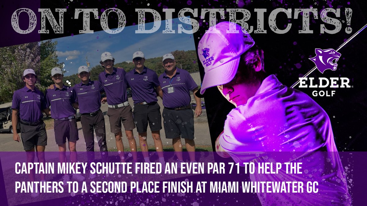 Elder_Golf's tweet photo. Senior Captain Mikey Schutte shot the second lowest round in the sectional qualifier yesterday at Miami Whitewater.
His EVEN PAR 71 was only bettered by his teammate, Cayse Morgan (65). It was the first time in school history that Elder golfers finished 1-2 at the sectional!!! https://t.co/oZrdSPKj9Z