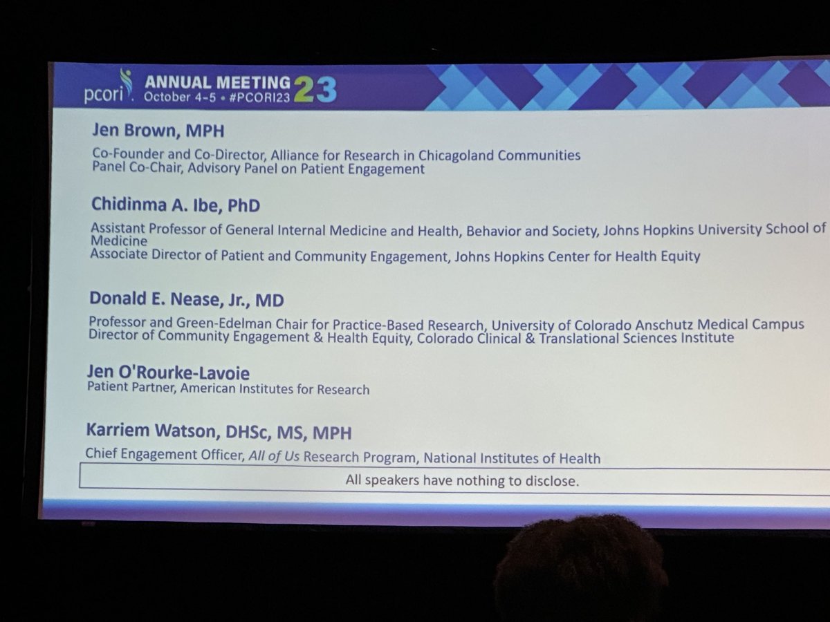 cclareMDMPH's tweet image. Not learning about people but from people #PCORI2023 ⁦@PCORI⁩ research funding doesn’t fund relationship building and the development of questions and ideas from people