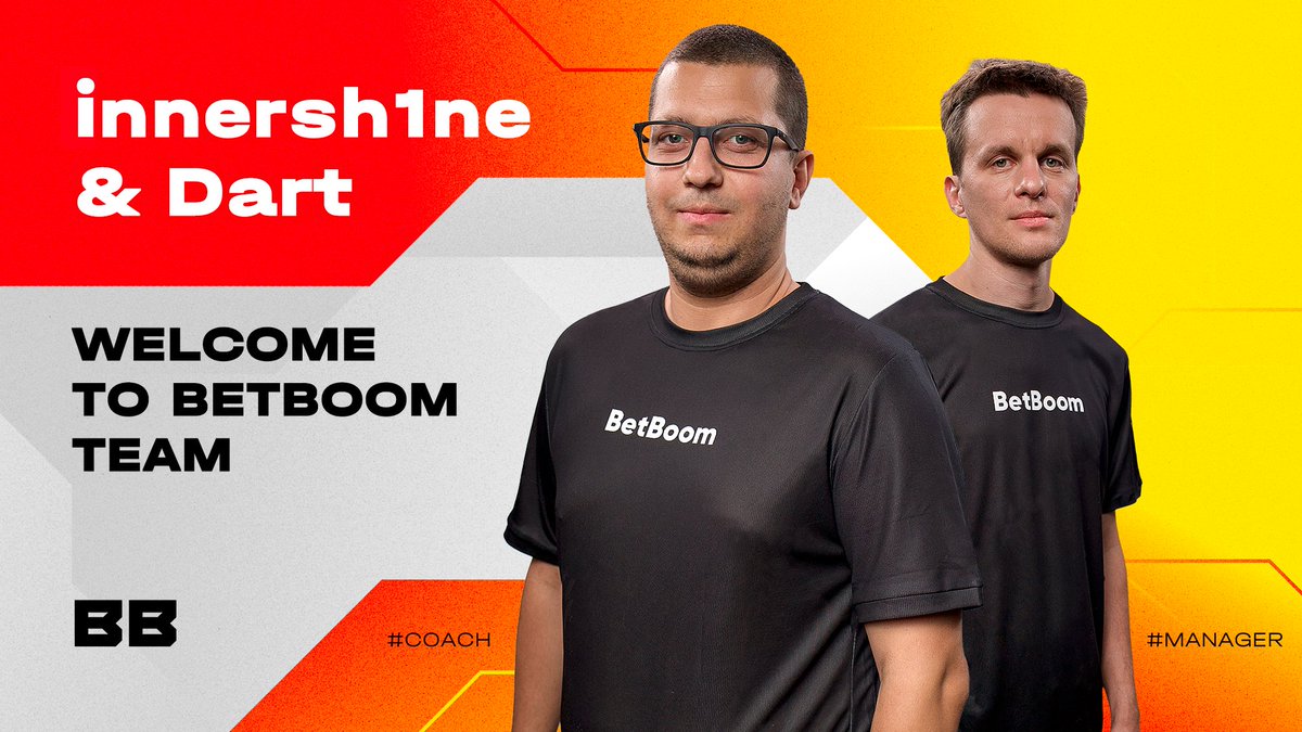 🔥News about CS roster expansion! 🔥 ❤️Let's welcome with likes our new coach Viacheslav 'innersh1ne' Britvin and team manager Pavel 'Dart' Chuvashov 💛 — — — — — — 'I'm glad to join BetBoom Team! It's clear that the guys are motivated and ready to grow. I've been training…