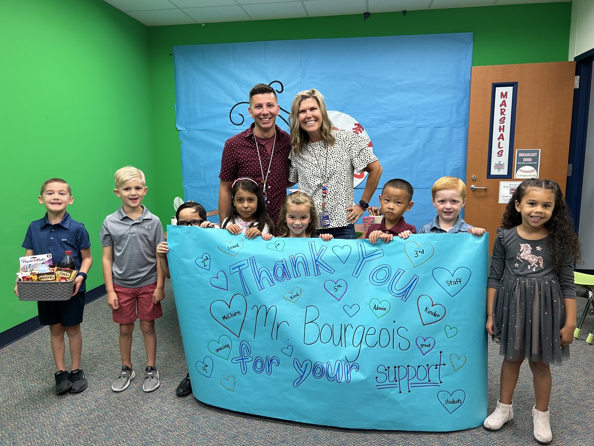 We celebrated our instructional coach today! Thank you Mr. Bourgeois-Delgado for always helping our teachers and students succeed. #WeAreMcKinney #McClureMarshals