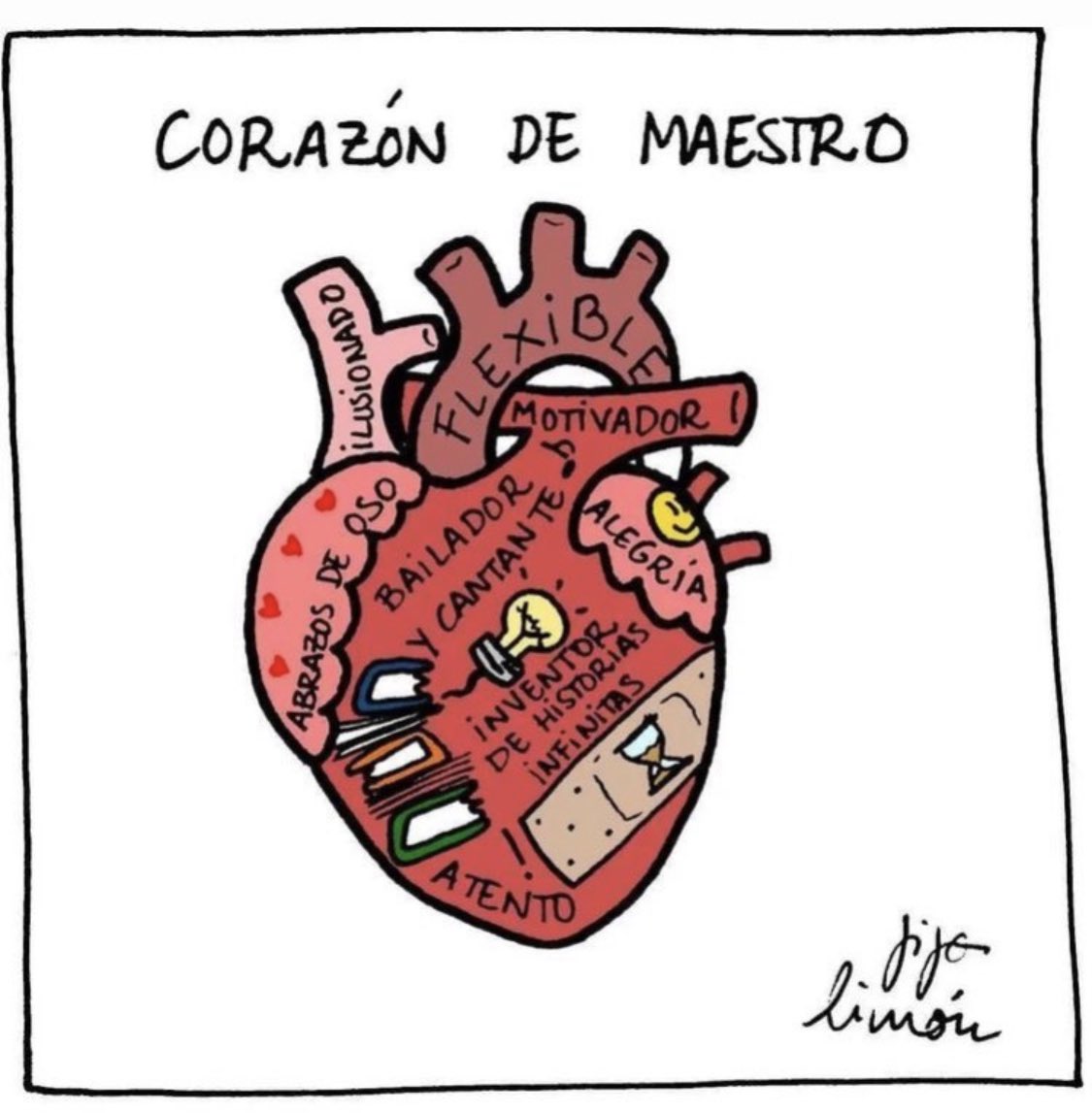 Mi corazón de maestro 👨‍🏫 es este:  
- Atento a las necesidades de mi alumnado 
- Motivador 
- Ingenioso 
- Doy abrazos oso 
- Paciente
 
FELIZ día del #Docente a aquellos guían en el proceso al que va con ventaja y aquellos como yo que se quedaban atrás. 

Gracias  J. A. ❤️