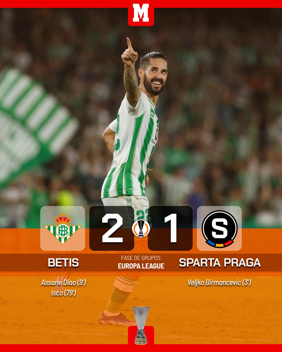 😃💚 Cuando Isco sonríe, el fútbol sonríe. Y el Real Betis, más

💪 El conjunto verdiblanco logra su primera victoria en la #EuropaLeague remontando al Sparta Praga gracias a un gol del malagueño

marca.com/futbol/europa-…

#EuropaLeague #UEL