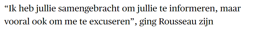Wat hij eigenlijk bedoelt:

"Nadat ik het jullie onmogelijk heb gemaakt de bevolking correct te informeren, heb ik jullie samengebracht om via jullie de bevolking te desinformeren."
demorgen.be/ts-bf565470

Het gespin en de manipulatie zijn stuitender dan de feiten zelf. #OwnUp