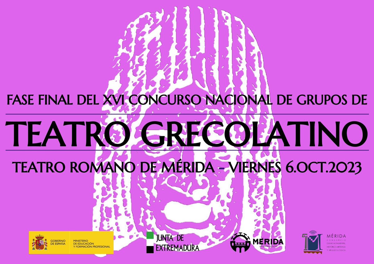 Turismo_Merida_'s tweet photo. 🎭 Mañana viernes 6 de octubre de 2023, a partir de las 9:00 horas, el Teatro Romano acoge la fase final del XVI Concurso Nacional de Grupos de Teatro Grecolatino organizado por el @educaciongob. La entrega de premios tendrá lugar a las 18:00 horas. Entrada libre.
@ayto_merida https://t.co/Kz3ceCeeIY