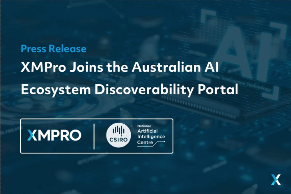 xmpro's tweet photo. Thrilled to announce XMPro's inclusion in the Australian AI Ecosystem Discoverability Portal by NAIC, chaired by Stela SOLAR. Proud to join experts enhancing Australia's AI scene. More details: https://t.co/tsyjGFbYHC https://t.co/yyaVIlF3r2