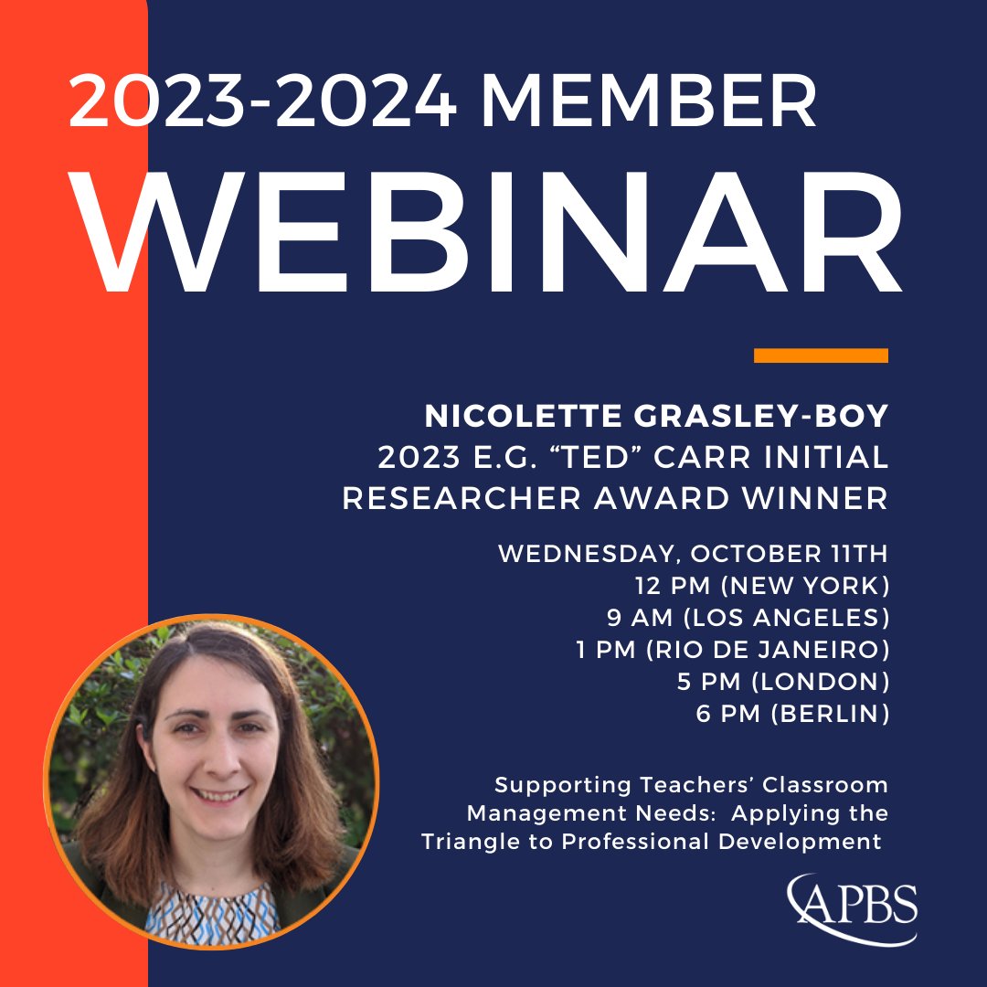 Become an APBS member today and join us for an exclusive webinar featuring Dr. Nicolette (Nikki) Grasley-Boy, recipient of the prestigious 2023 E.G. "Ted" Carr Initial Researcher Award. 🏆

Register now and empower your teaching journey with APBS: apbs.org/members-home/m…