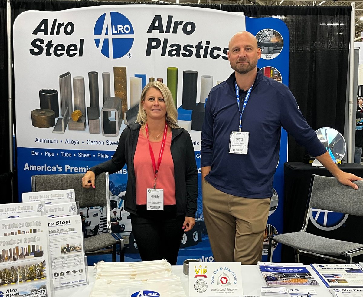 alrosteel's tweet photo. It's a busy October for Alro Steel and Alro Plastics This week we are at @wimts the Wisconsin Manufacturing Technology Show. Do you have questions about Metals, performance plastics, or processing those materials? We are here to help! Booth 545. #wisconsinmanufacturing https://t.co/jXEhmhTFXw