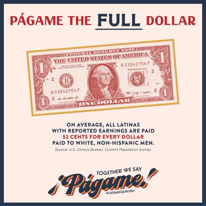 In 2022, Latinas continued to face the pay gap that is, on average, an abysmal 52 cents to every dollar paid to white, non-Hispanic men. The wage disparity is a clear reflection of the economic hurdles Latinas continue to encounter. #LatinaEqualPay #Trabajadoras @MiFamiliaVota