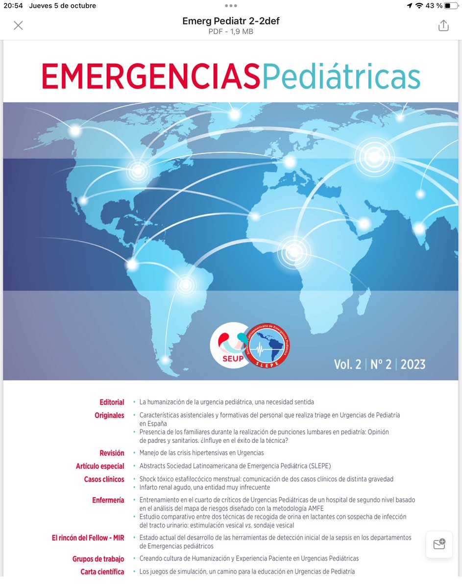 Un nuevo e interesante numero de Emergencias Pediátricas….escrita por especialistas en emergencias pediátricas para todos los que atienden pacientes pediátricos con patología aguda