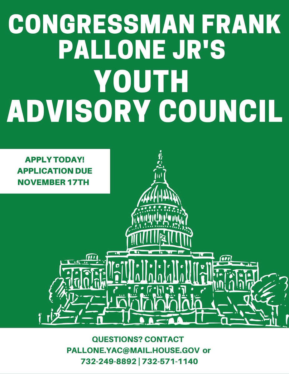 Pleased to announce that #NJ06 high school students can now apply for my 2024 Youth Advisory Council. This is a great opportunity for students to take part in public service & share their unique views & perspectives with me & my staff. 
 
Applications are open through Nov. 17!