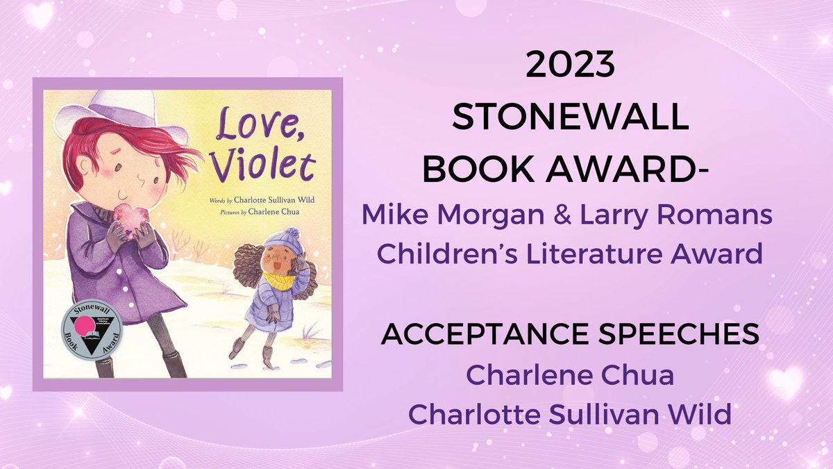 In honor of #BannedBooksWeek & #librarians & #teachers working for #freadom - @charlenedraws and I offer our Love, Violet #Stonewallbookawards acceptance speeches. Thanks for all you do! youtu.be/0oRi1CRZHGU @ALALibrary @MacKidsBooks @MacKidsSL @trishadeg #kidlit #lgbtqkids