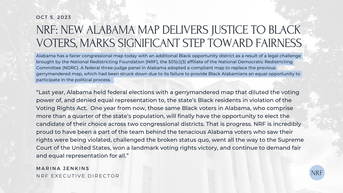 For the first time in history, Alabama could have two Black Members of Congress representing the state.

We’re proud to have been part of the team behind the tenacious Alabama voters that secured this win for fair representation. bit.ly/3tqubHU