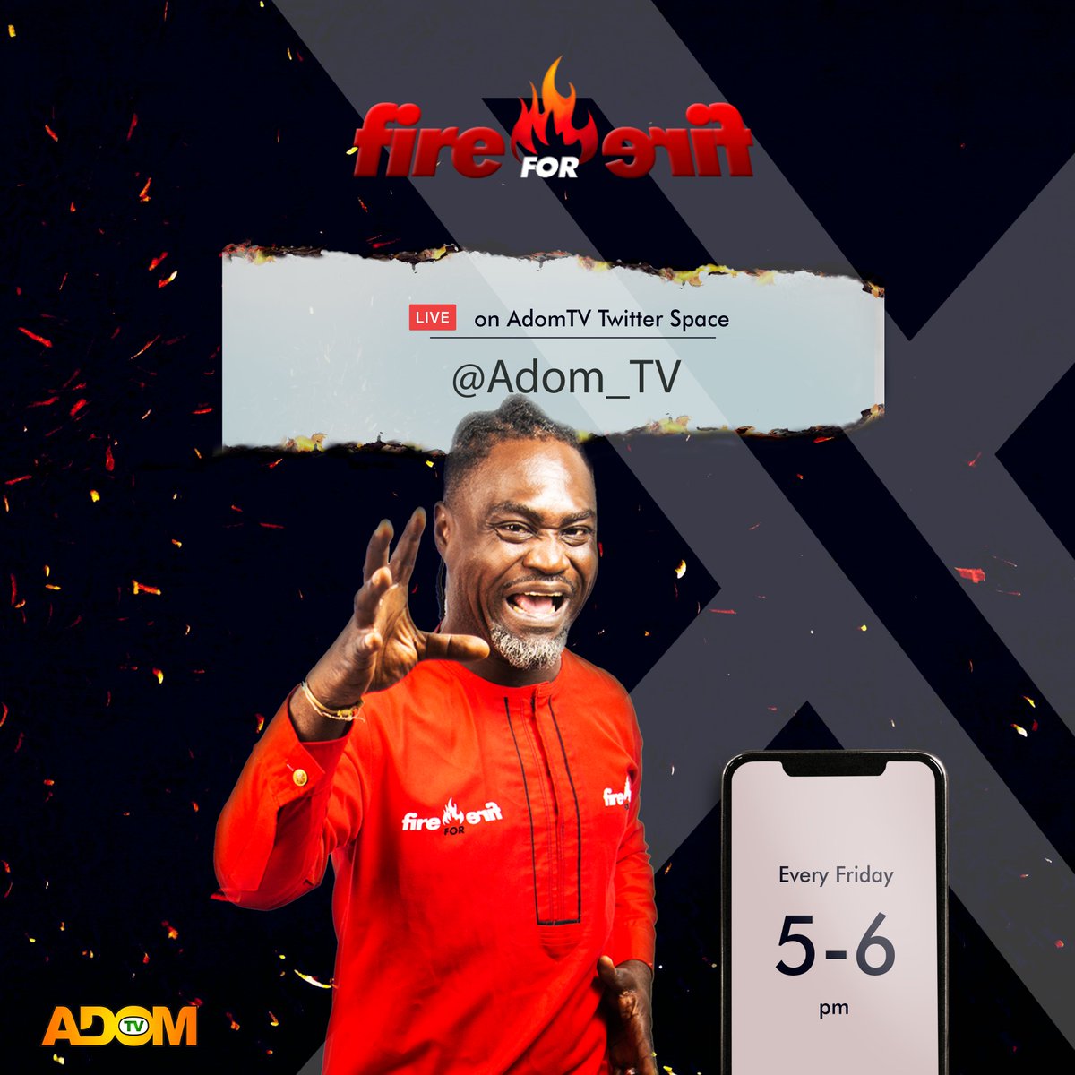 Adom1063fm's tweet image. Join our space tomorrow with @countrymansongo 
on Fire for Fire from 5pm 

3ye Ogya🔥🔥🔥🔥🔥

#fireforfire #Adomsports