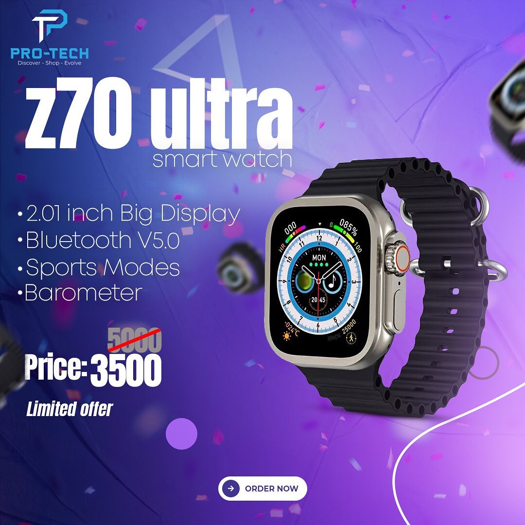 pro_tech3's tweet image. @pro_tech3 Introducing the Z70 Ultra Smartwatch!! the perfect companion for your active lifestyle! Stay connected, track your fitness, and look stylish with its sleek design.Get yours now and experience the future of smartwatches!Visit our Instagram page(link in bio)and order now