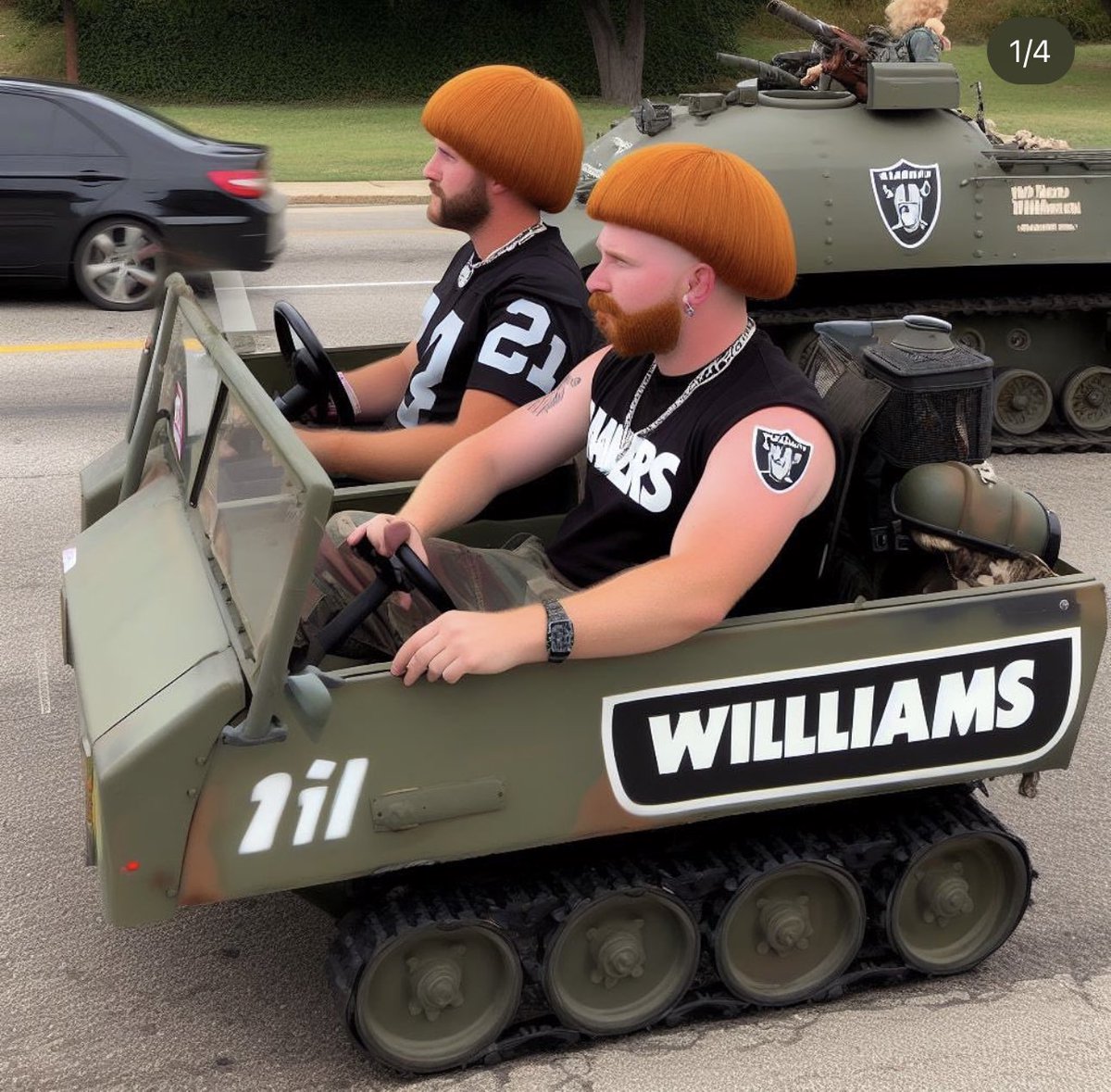 MitchellRenz365's tweet image. Dude I can’t believe these Raiders fans pulled up to Allegiant Stadium today like this 😂