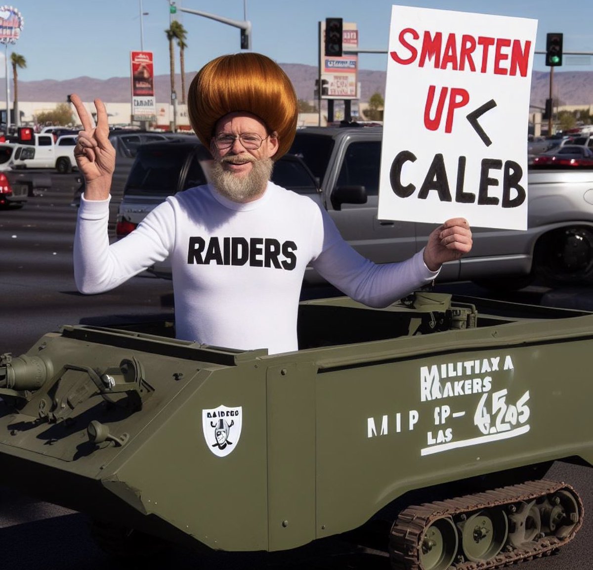 MitchellRenz365's tweet image. Dude I can’t believe these Raiders fans pulled up to Allegiant Stadium today like this 😂