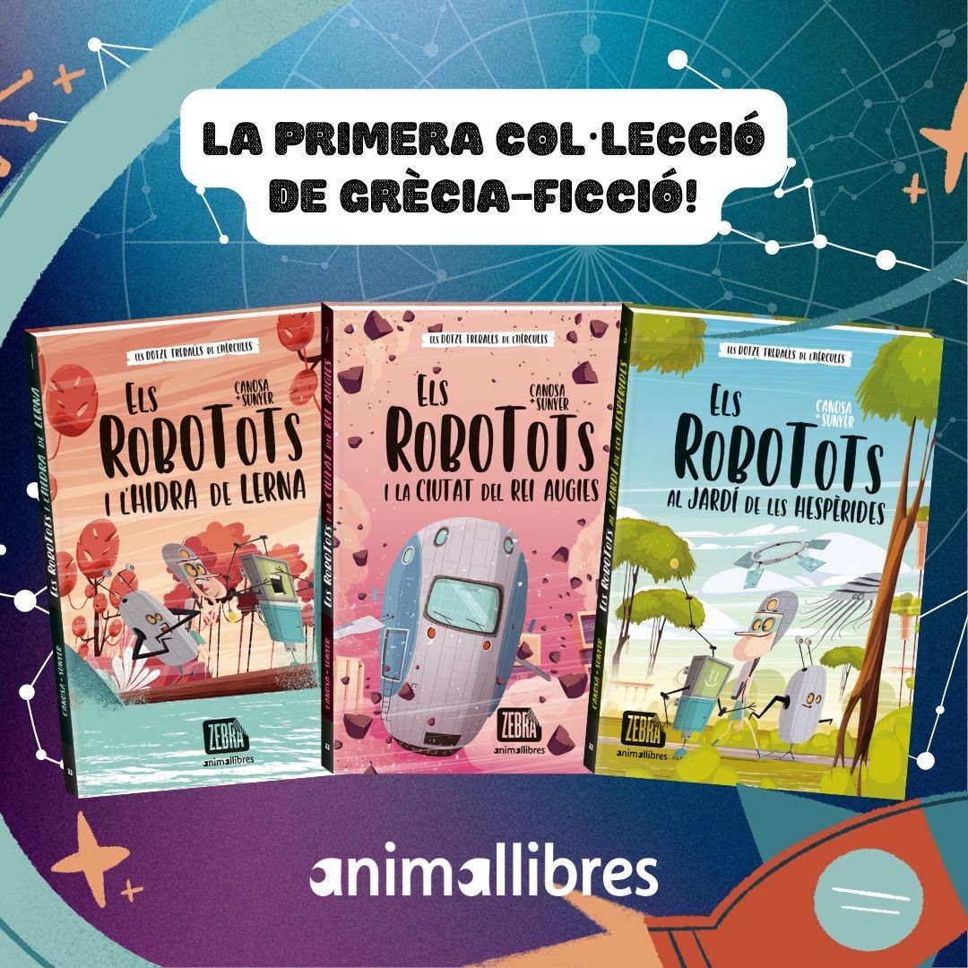 AnimallibresEd's tweet photo. Busques una bona dosi d'#humor i #aventura? 😲 T'agrada la #mitologia? ✨ I la temàtica #espacial? 🚀 Els #Robotots tenen tot això i molt més! 🤖
👉 Et convidem a llegir un fragment de qualsevol dels llibres de la col·lecció.🔗 https://t.co/KtGWfmGpiq
#Animallibres @OriolCanosa https://t.co/3slugc5aqN