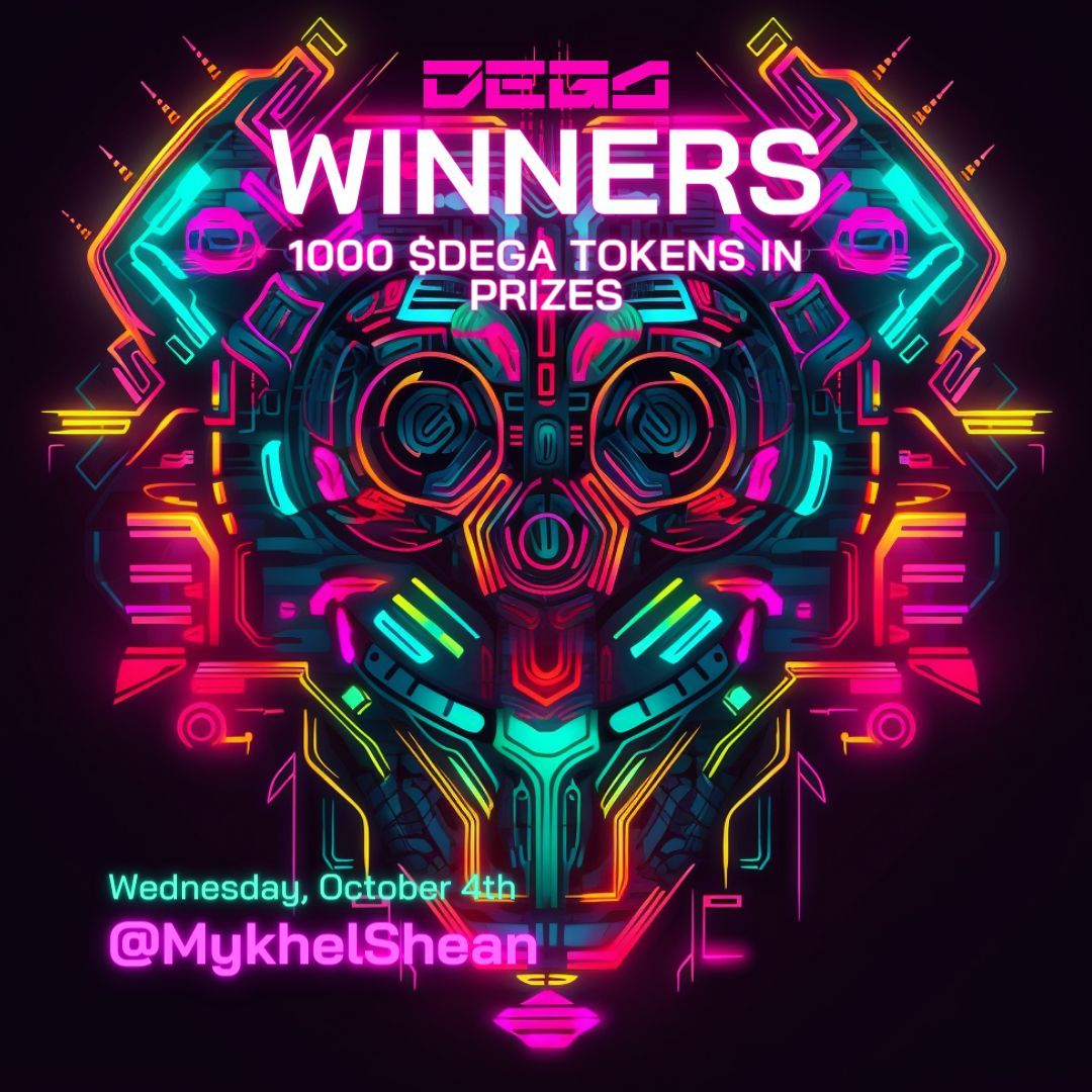 DEGA_org's tweet photo. The champion of our #DEGA Daily Challenge is none other than:
๐ฅ@MykhelShean - Congratulations on your victory and winning 1000 $DEGA Tokens! ๐
To claim your prize, DM your address to @DEGA_community
โ$DEGA tokens distributed at the TGE Q1 2024.
#GoDegan ๐ฅ https://t.co/wvw087wN7N