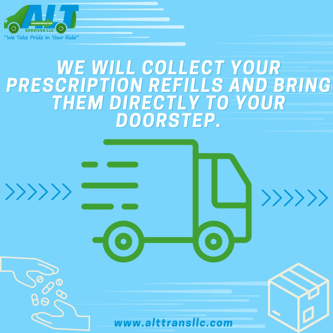 Bringing convenience to your doorstep! 📷 Get your prescription refills with our hassle-free pick-up and delivery service.
Book an appointment with us now at alttransllc.com
#ConvenienceDelivered #PrescriptionRefills