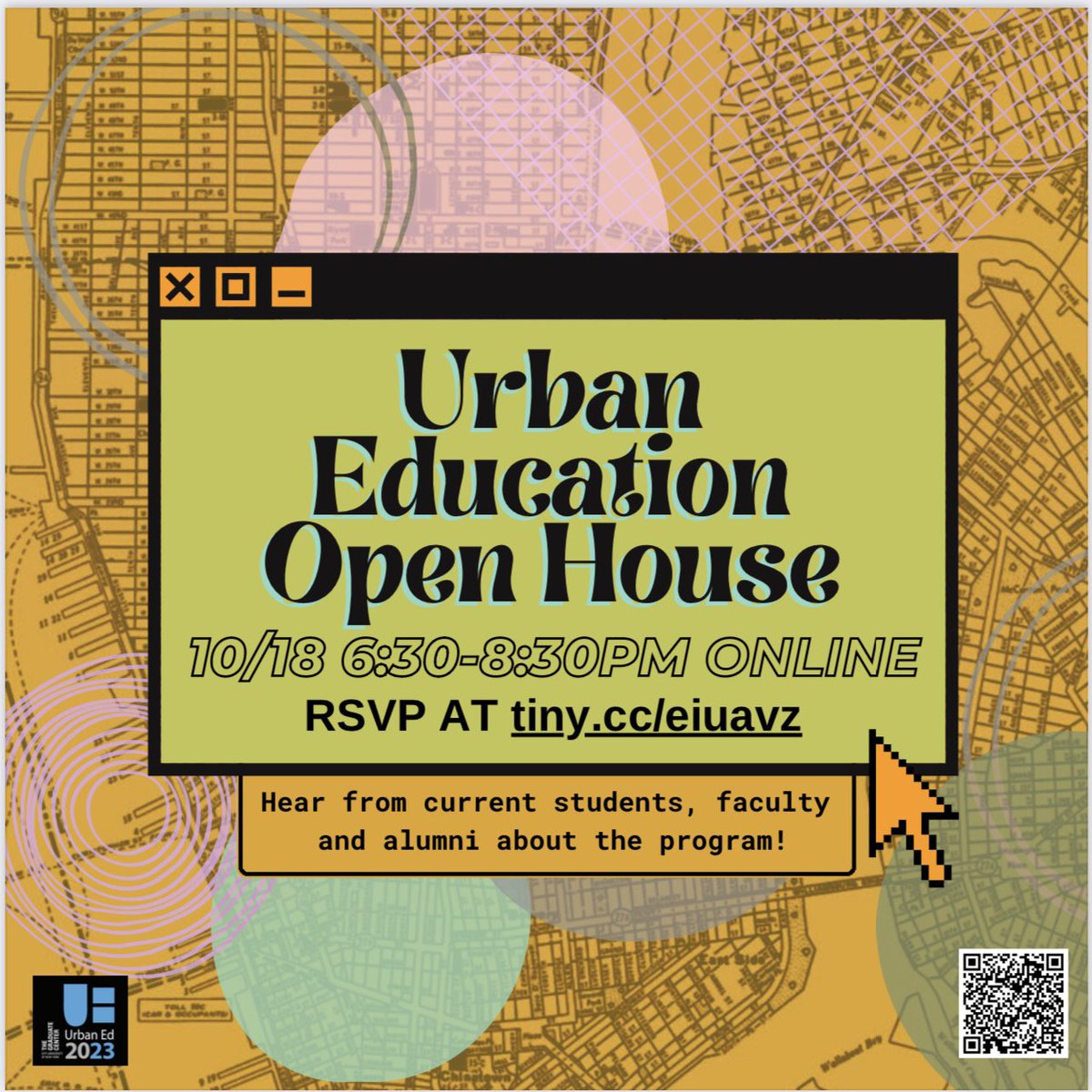 Open House on October 18th, 6:30-8:30pm--ONLINE--RSVP at tiny.cc/eiuavz #urbaneducation #cuny #openhouse