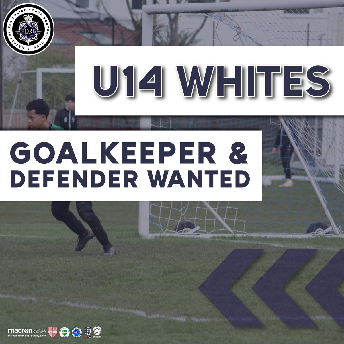 🔹Players Wanted🔹 __ Our U14 Whites are looking for a goalkeeper and defender of a good standard to join their team! __ The team play in the championship of the Surrey Youth League on Sundays and train on Thursdays, 6pm - 7pm at Tolworth Goals⚽️ __ Contact lness@mpyfc.co.uk