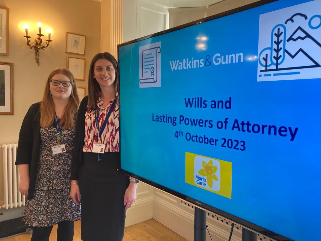 AmyThoL's tweet image. Yesterday Emma &amp;amp; I attended a talk with @MarieCurieCymru about the importance of legacies &amp;amp; the services @WatkinsandGunn offer for LPAs. A welcoming &amp;amp; intimate event showcasing the help they provide to those who need it most. Thank you for having us! 🌼 #Wills #legacies #LPAs
