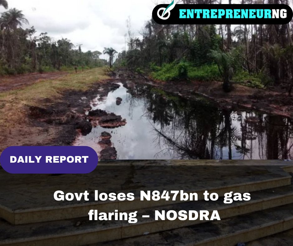 Government Loses N847 Billion to Gas Flaring, According to NOSDRA Report... entrepreneurng.com/2023/10/05/gov…

#Gas #GasFlaring #nigeriagovernment